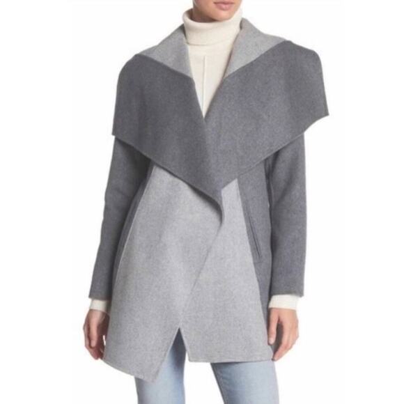 Diane Von Furstenberg Womens XS Shannon Jacket Wool Blend Gray Colorblock Felted - Picture 1 of 16